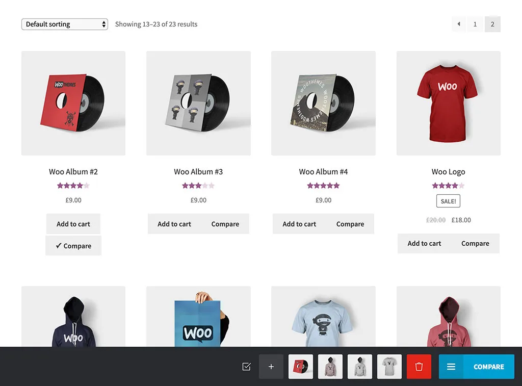 WPC Smart Compare for WooCommerce 前端演示截图