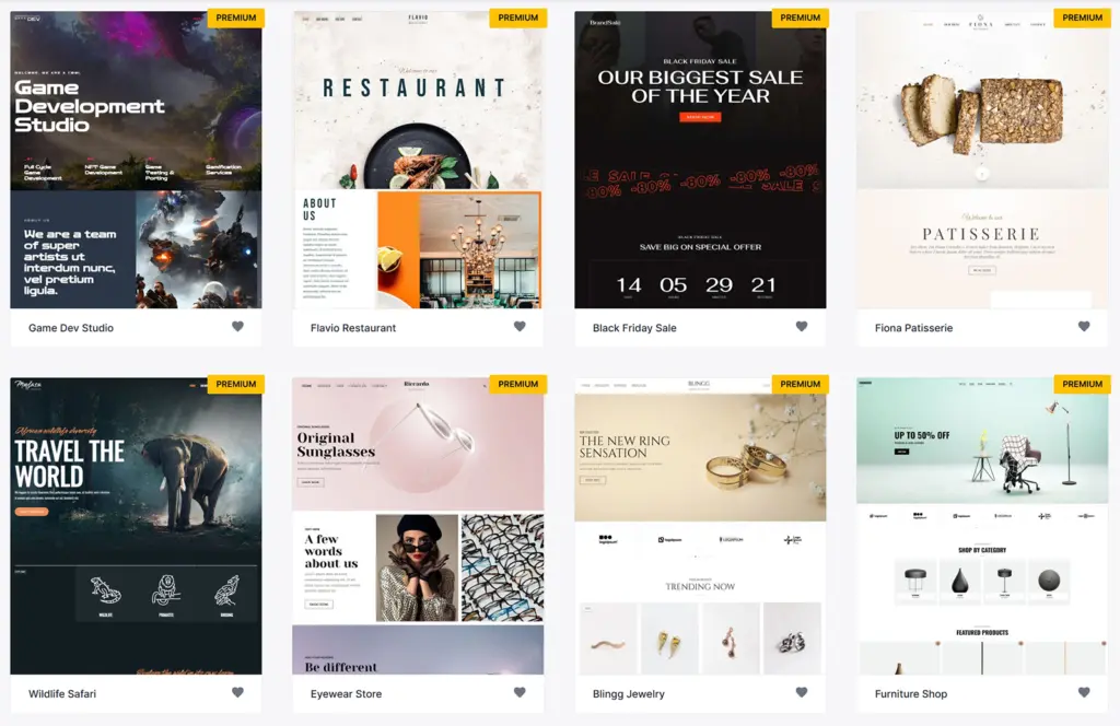 Astra Premium Starter Templates 部分预制模板展示